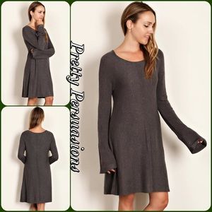 Olive Long Sleeve Knit Sweater Dress